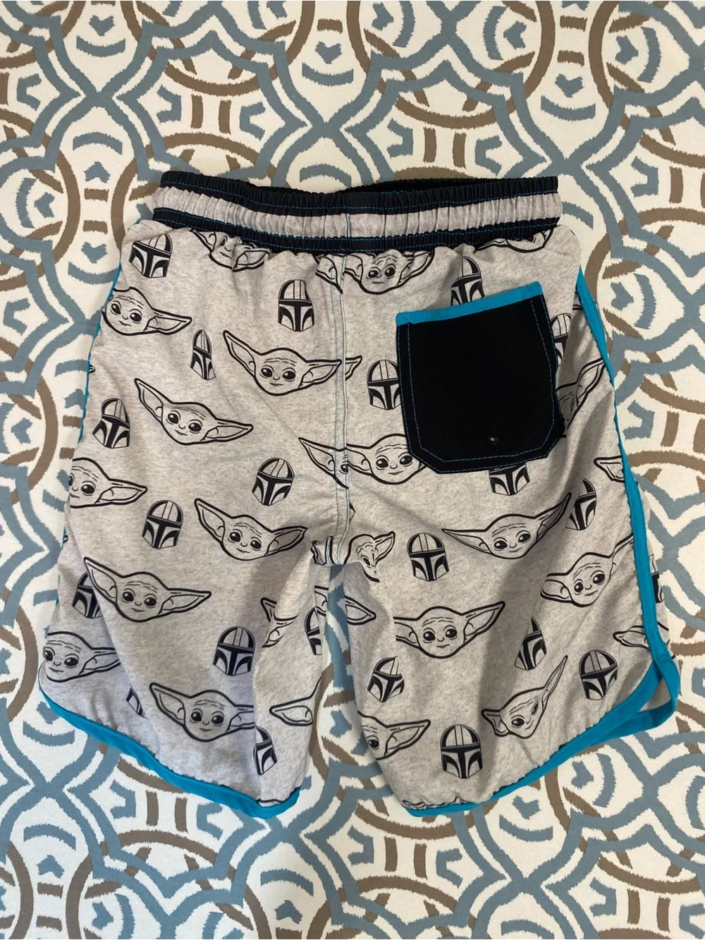 Star Wars Gray Tee with Teal Accent and Grogu Print